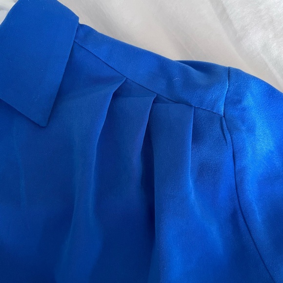 Express Blue Blouse with Shoulder Pleats - Picture 3 of 5
